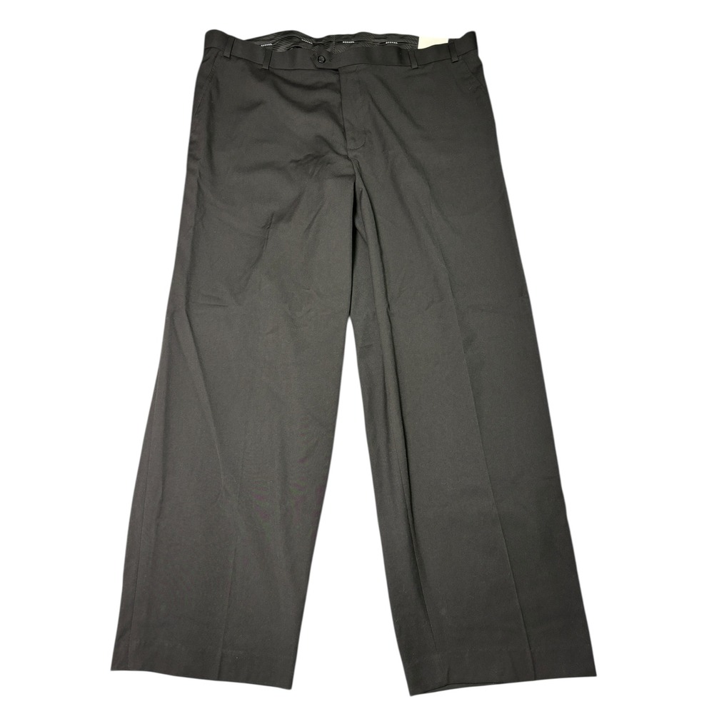 NWT George Men Classic Fit Flat Front Pants Black 44x32 Wrinkle Resistant
